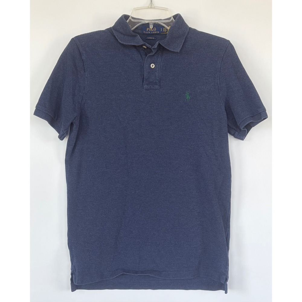 Polo Ralph Lauren Shirt Mens S Classic Fit Navy Blue Cotton Pique Pony Polo